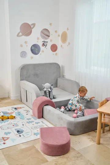 Børneseng Atelier Del Sofa Funbed Enkelt (90 x 90 x 210 cm) Grå - Grå - Møbler - Børnemøbler - Børneseng & juniorseng