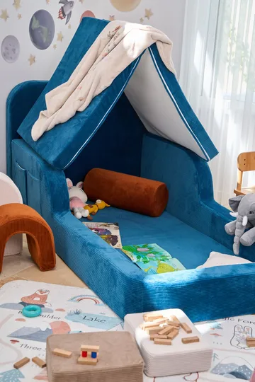 Børneseng Atelier Del Sofa Funbed Enkelt (90 x 90 x 210 cm) Indigo - Indigo - Møbler - Børnemøbler - Børneseng & juniorseng