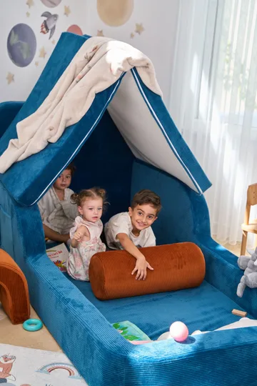 Børneseng Atelier Del Sofa Funbed Enkelt (90 x 90 x 210 cm) Indigo - Indigo - Møbler - Børnemøbler - Børneseng & juniorseng