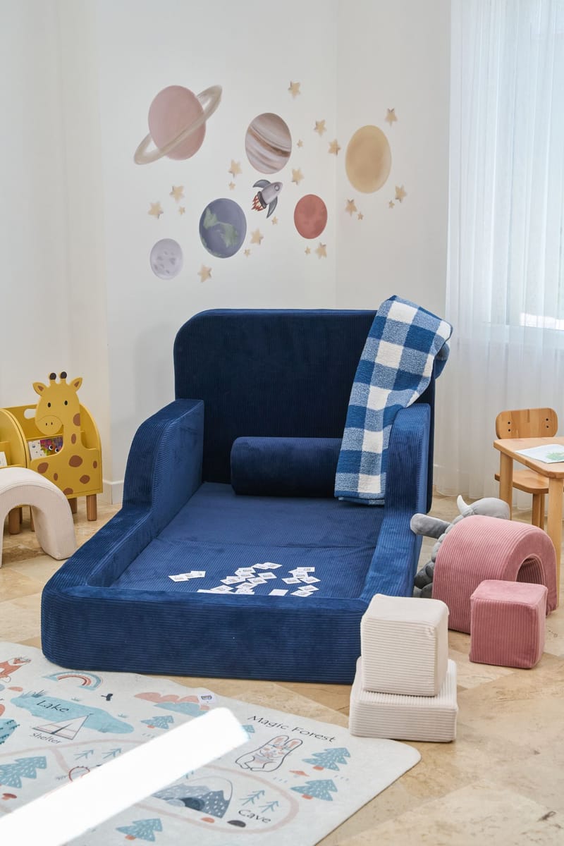 Børneseng Atelier Del Sofa Funbed Enkelt (90 x 90 x 210 cm) Marineblå - Marineblå - Møbler - Børnemøbler - Børneseng & juniorseng