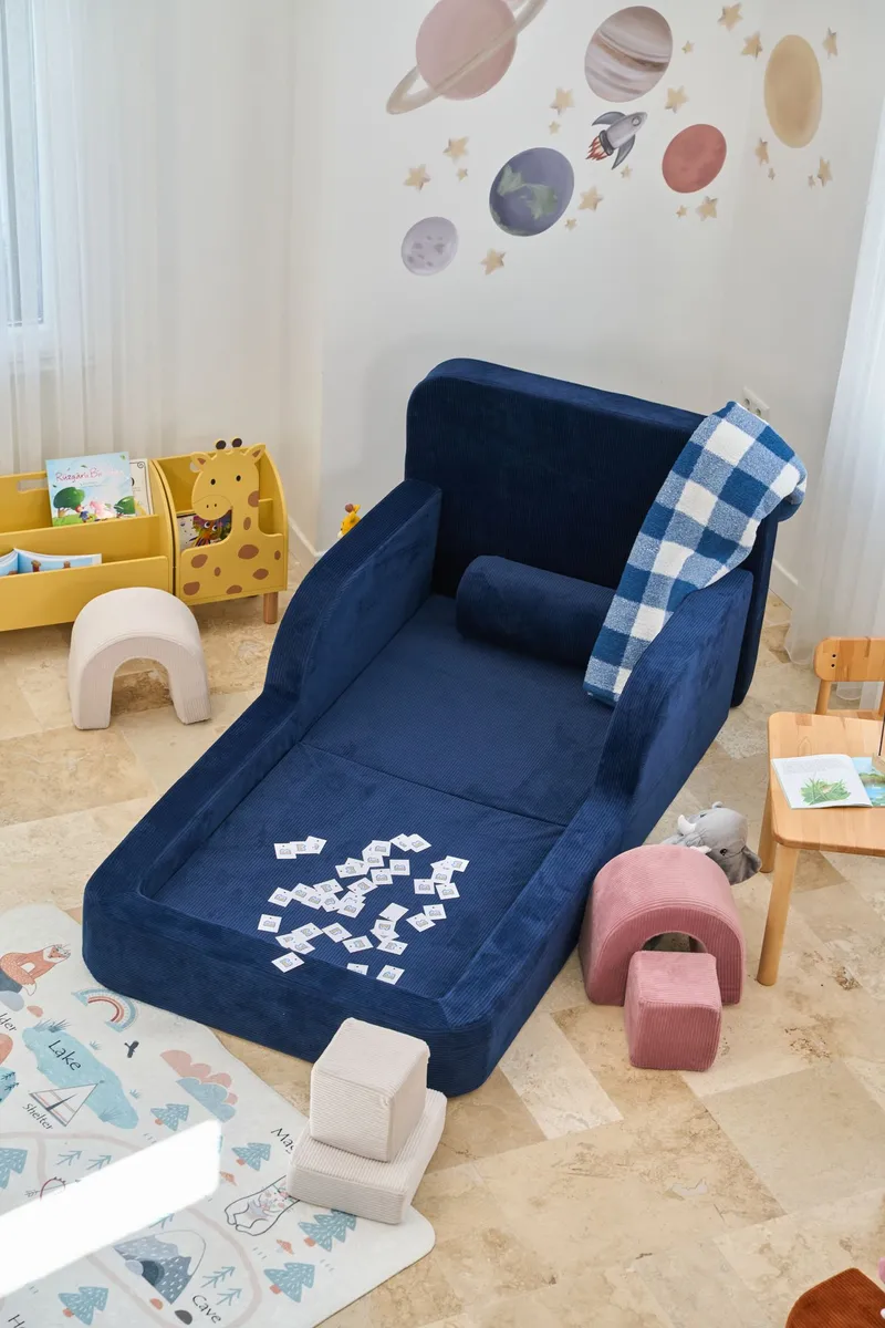 Børneseng Atelier Del Sofa Funbed Enkelt (90 x 90 x 210 cm) Marineblå - Marineblå - Møbler - Børnemøbler - Børneseng & juniorseng
