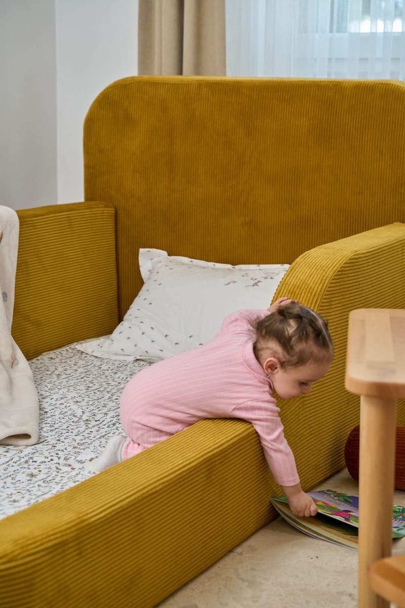 Børneseng Atelier Del Sofa Funbed Enkelt (90 x 90 x 210 cm) Sennep - Sennep - Møbler - Børnemøbler - Børneseng & juniorseng