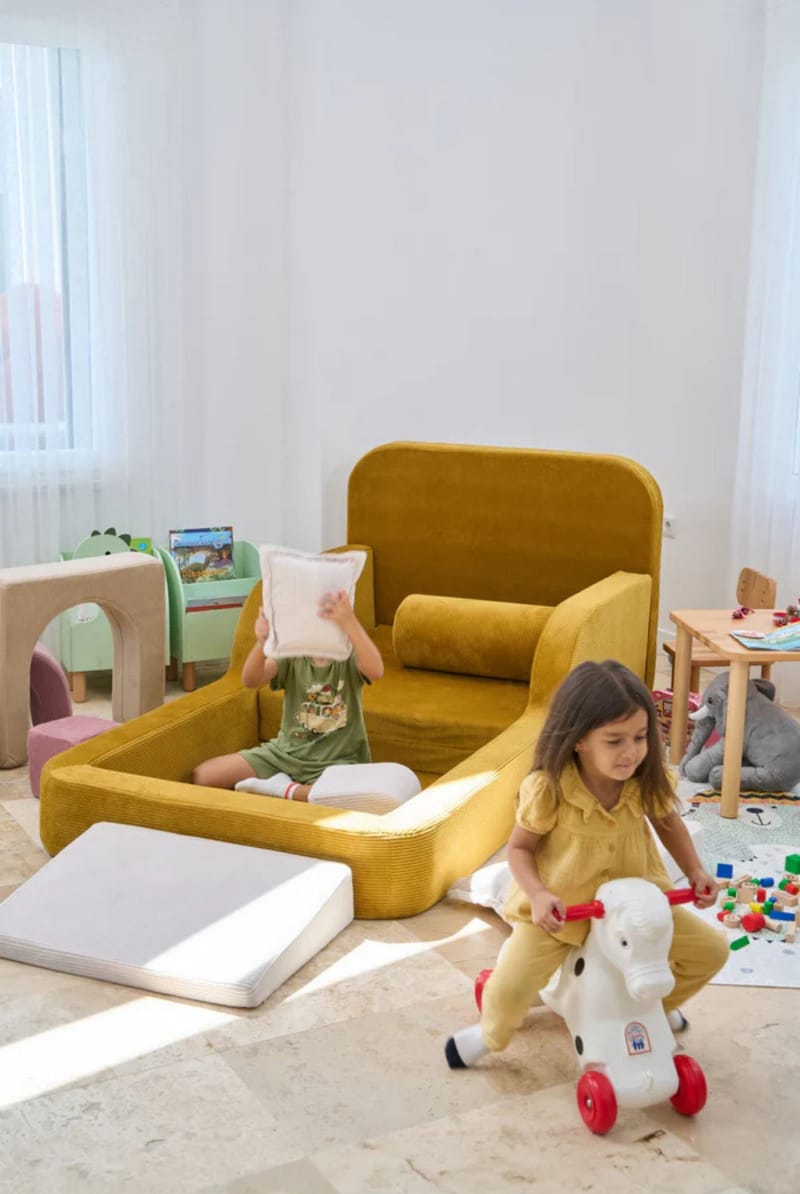 Børneseng Atelier Del Sofa Funbed Enkelt (90 x 90 x 210 cm) Sennep - Sennep - Møbler - Børnemøbler - Børneseng & juniorseng