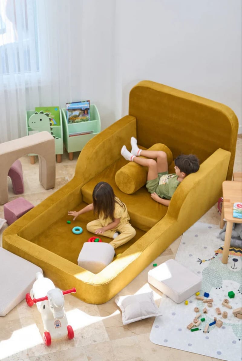 Børneseng Atelier Del Sofa Funbed Enkelt (90 x 90 x 210 cm) Sennep - Sennep - Møbler - Børnemøbler - Børneseng & juniorseng