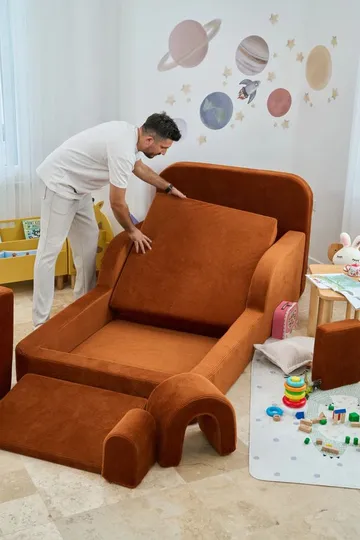 Børneseng Atelier Del Sofa Funbed Enkelt (90 x 90 x 210 cm) Tile Red - Tile Red - Møbler - Børnemøbler - Børneseng & juniorseng