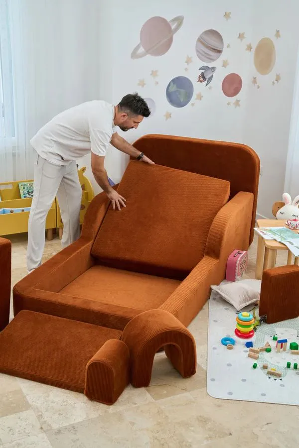 Børneseng Atelier Del Sofa Funbed Enkelt (90 x 90 x 210 cm) Tile Red - Tile Red - Møbler - Børnemøbler - Børneseng & juniorseng