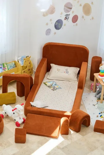 Børneseng Atelier Del Sofa Funbed Enkelt (90 x 90 x 210 cm) Tile Red - Tile Red - Møbler - Børnemøbler - Børneseng & juniorseng