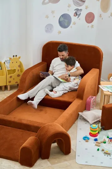 Børneseng Atelier Del Sofa Funbed Enkelt (90 x 90 x 210 cm) Tile Red - Tile Red - Møbler - Børnemøbler - Børneseng & juniorseng