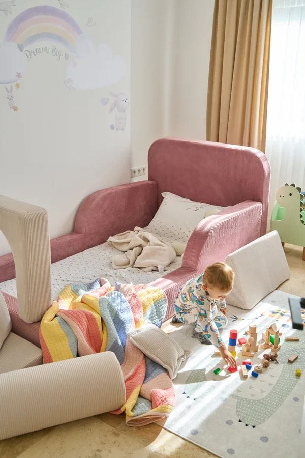 Børneseng Atelier Del Sofa Funbed Enkelt (90 x 90 x 210 cm) Pink - Pink - Møbler - Børnemøbler - Børneseng & juniorseng