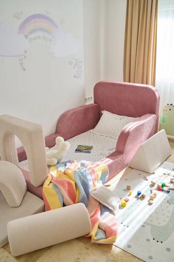 Børneseng Atelier Del Sofa Funbed Enkelt (90 x 90 x 210 cm) Pink - Pink - Møbler - Børnemøbler - Børneseng & juniorseng