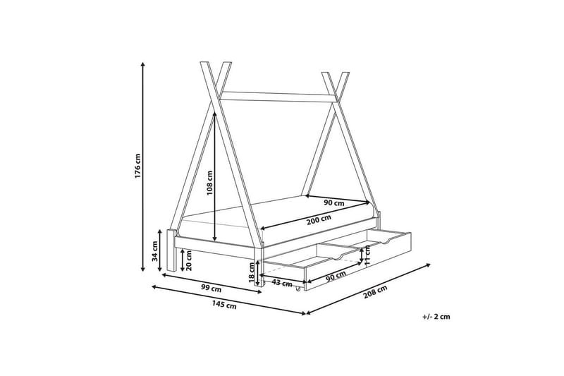 Børneseng med skuffer Devay - Hvid - Møbler - Børnemøbler - Børneseng & juniorseng - Husseng