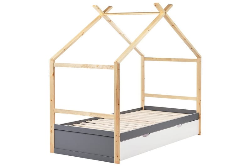 Børneseng Orgeval - Grå, lyst træ, hvid - Møbler - Børnemøbler - Børneseng & juniorseng - Husseng