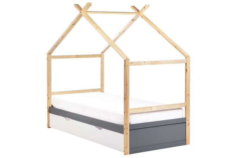 Børneseng Orgeval - Grå, lyst træ, hvid - Møbler - Børnemøbler - Børneseng & juniorseng - Husseng