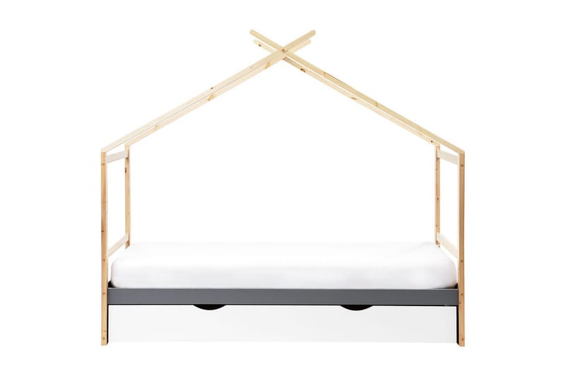 Børneseng Orgeval - Grå, lyst træ, hvid - Møbler - Børnemøbler - Børneseng & juniorseng - Husseng