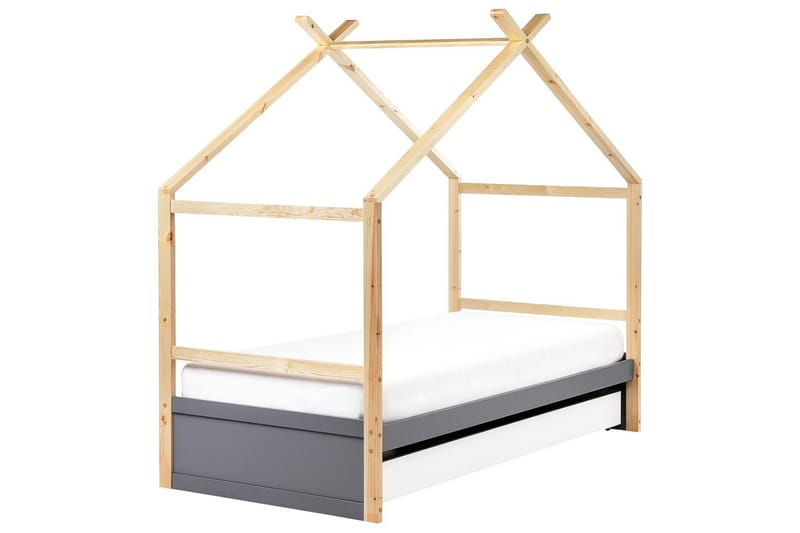 Børneseng Orgeval - Grå, lyst træ, hvid - Møbler - Børnemøbler - Børneseng & juniorseng - Husseng