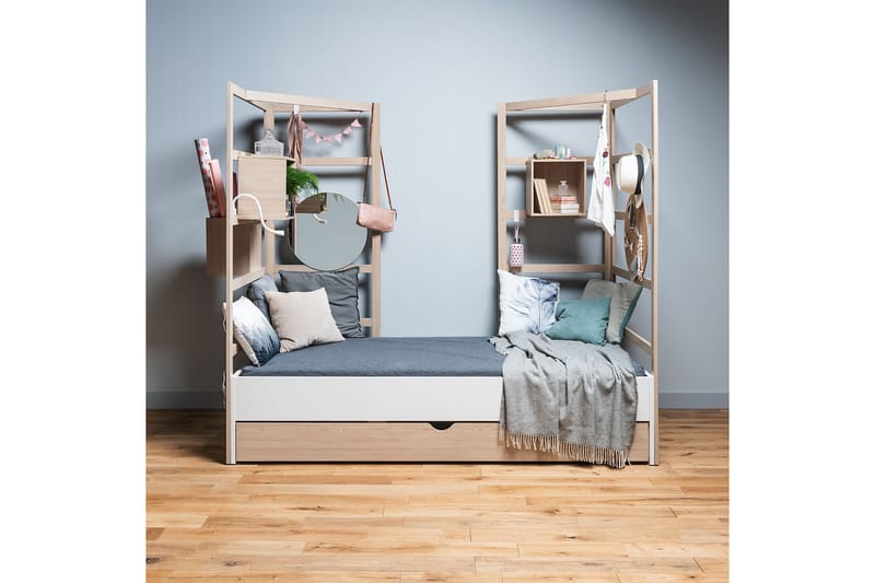 Bed with front 90X200 Stige by white/pine - VOX - Møbler - Børnemøbler - Børneseng & juniorseng