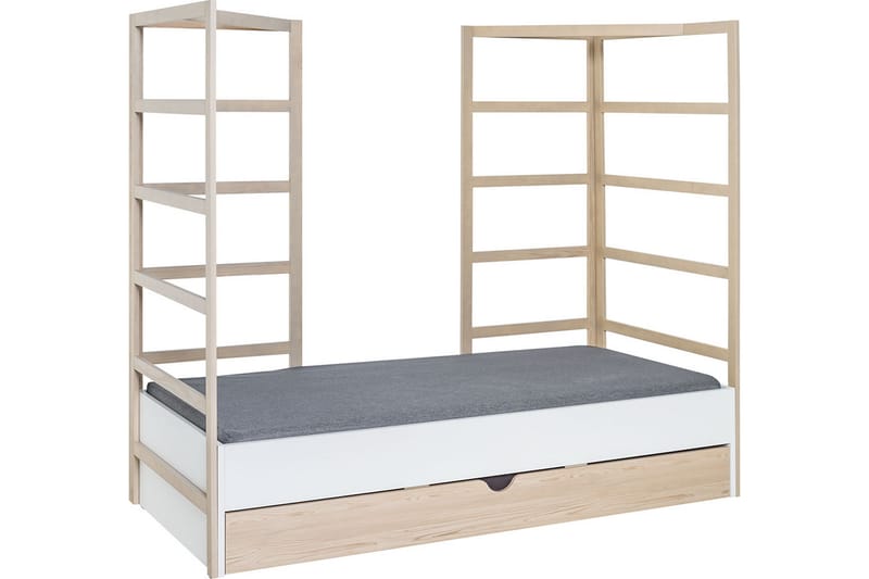 Bed with front 90X200 Stige by white/pine - VOX - Møbler - Børnemøbler - Børneseng & juniorseng