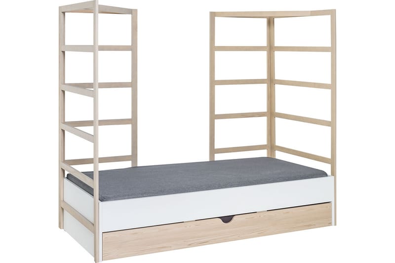 Bed with front 90X200 Stige by white/pine - VOX - Børneseng & juniorseng
