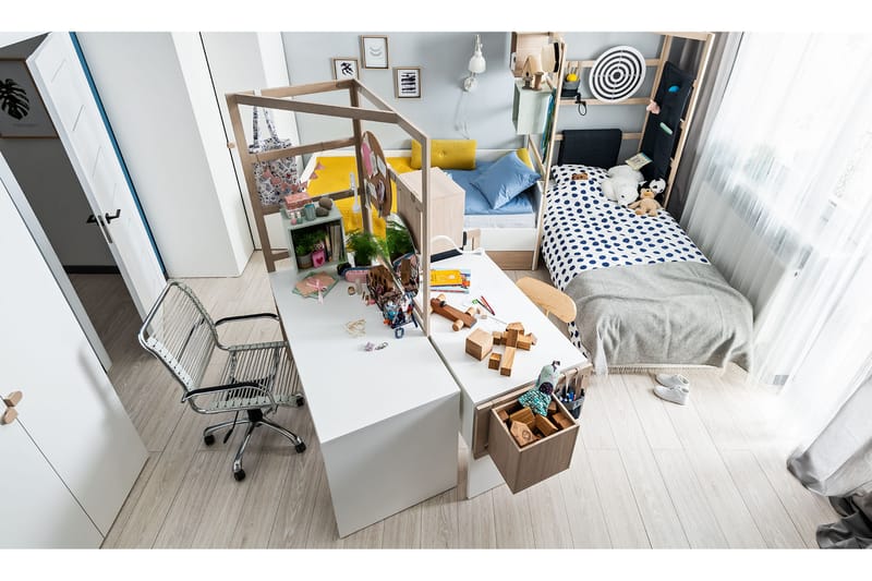Bed with front 90X200 Stige by white/pine - VOX - Møbler - Børnemøbler - Børneseng & juniorseng