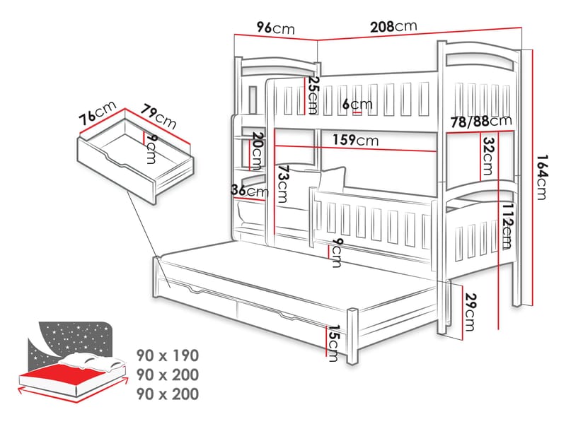 Blankana Køjeseng to sovepladser 90x200 cm - Beige - Møbler - Børnemøbler - Børneseng & juniorseng - Køjeseng børn