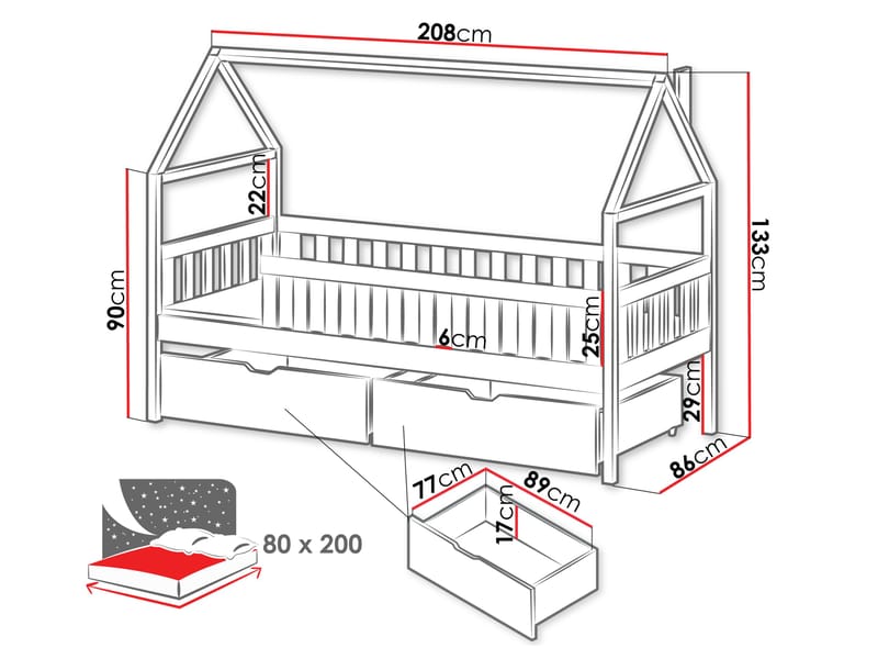 Claven Hussäng 86x208 cm - Beige - Møbler - Børnemøbler - Børneseng & juniorseng - Husseng