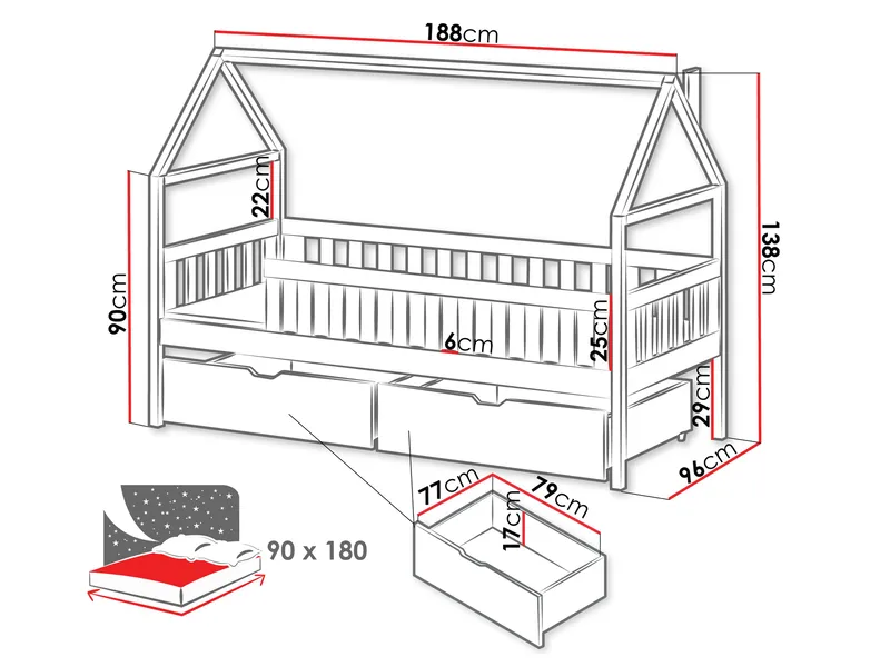 Claven Hussäng 96x188 cm - Beige - Møbler - Børnemøbler - Børneseng & juniorseng - Husseng