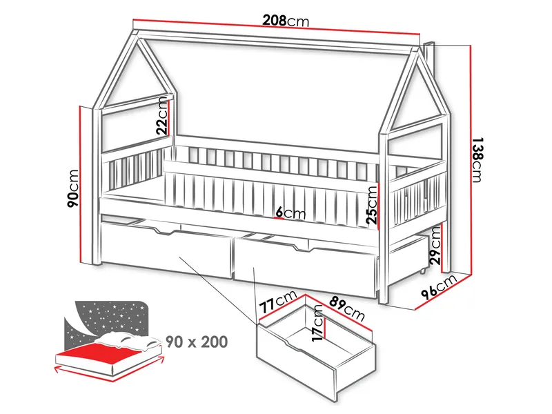 Claven Hussäng 96x208 cm - Beige - Møbler - Børnemøbler - Børneseng & juniorseng - Husseng