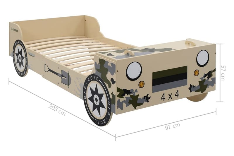 Barneseng Terrængående Bil 90 X 200 Camouflage - Grøn - Møbler - Børnemøbler - Børneseng & juniorseng - Enkeltseng barn