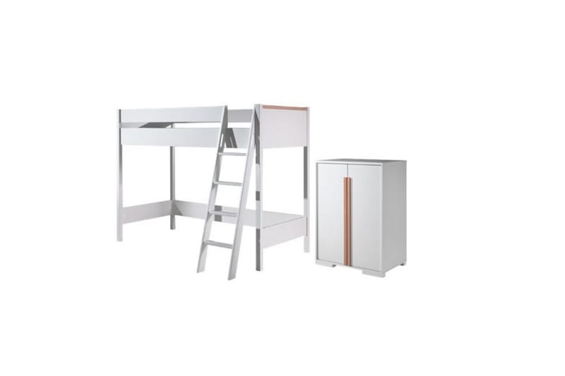 Garderobe med Halvhøj seng London Hvid - Hvid - Møbler - Børnemøbler - Børneseng & juniorseng - Køjeseng børn