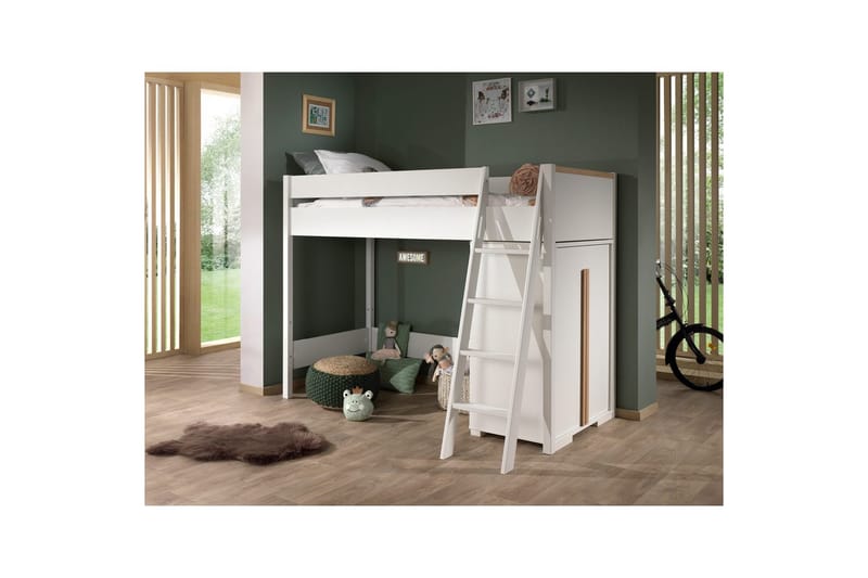 Garderobe med Halvhøj seng London Hvid - Hvid - Møbler - Børnemøbler - Børneseng & juniorseng - Køjeseng børn