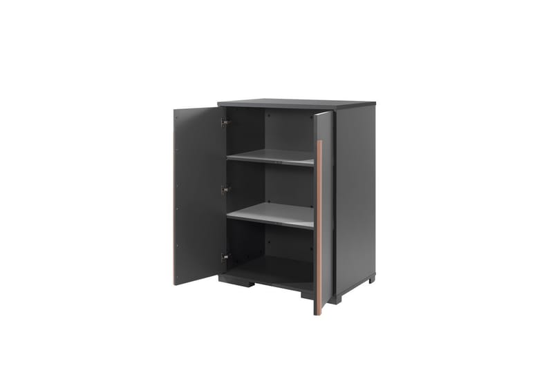 Garderobe med Halvhøj seng Skrivebord Trolley London Antracit - Antracit - Møbler - Børnemøbler - Børneseng & juniorseng - Køjeseng børn