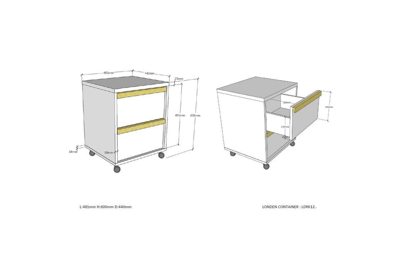 Garderobe med Halvhøj seng Skrivebord Trolley London Antracit - Antracit - Møbler - Børnemøbler - Børneseng & juniorseng - Køjeseng børn