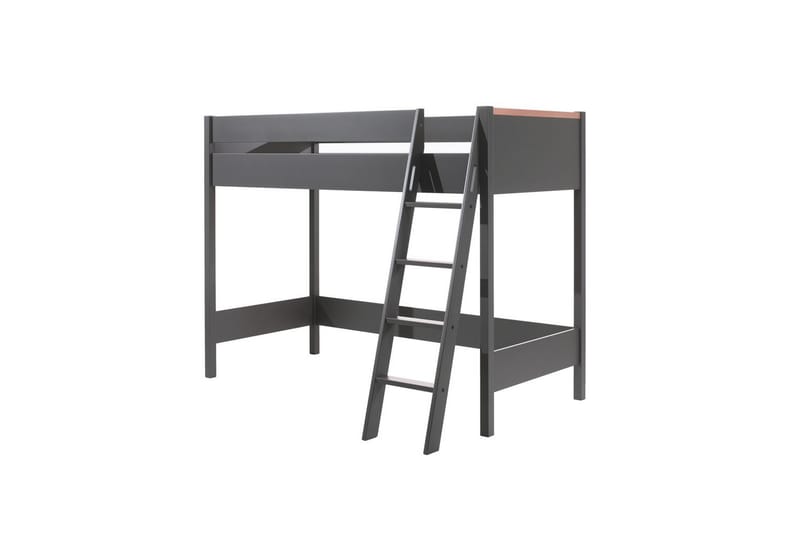 Garderobe med Halvhøj seng Skrivebord Trolley London Antracit - Antracit - Møbler - Børnemøbler - Børneseng & juniorseng - Køjeseng børn