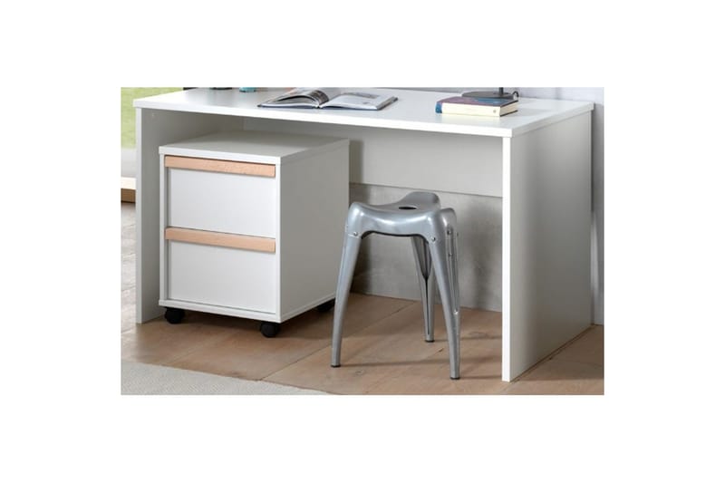 Garderobe med Halvhøj seng Skrivebord Trolley London Hvid - Hvid - Møbler - Børnemøbler - Børneseng & juniorseng - Køjeseng børn