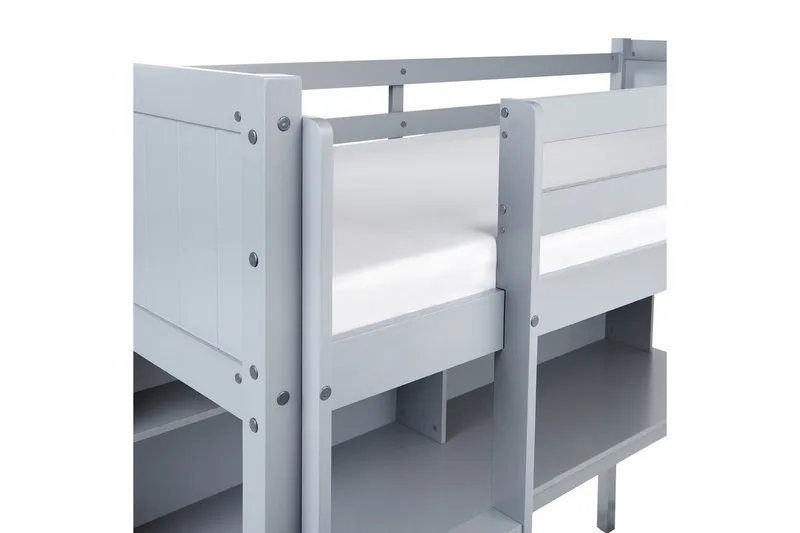 Højseng med skrivebord Foucamont - Grå - Møbler - Børnemøbler - Børneseng & juniorseng - Højseng børn