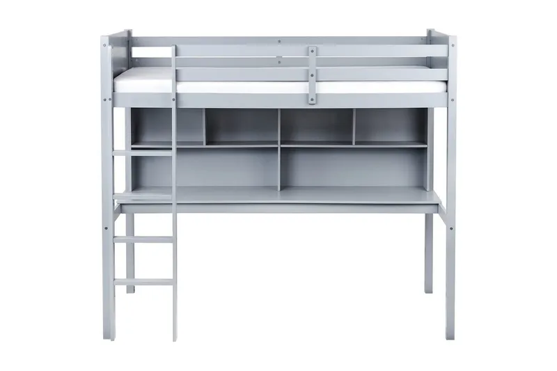 Højseng med skrivebord Foucamont - Grå - Møbler - Børnemøbler - Børneseng & juniorseng - Højseng børn
