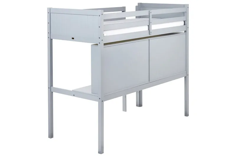 Højseng med skrivebord Foucamont - Grå - Møbler - Børnemøbler - Børneseng & juniorseng - Højseng børn