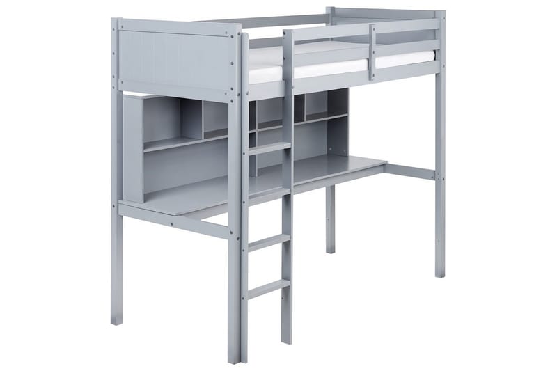 Højseng med skrivebord Foucamont - Grå - Møbler - Børnemøbler - Børneseng & juniorseng - Højseng børn