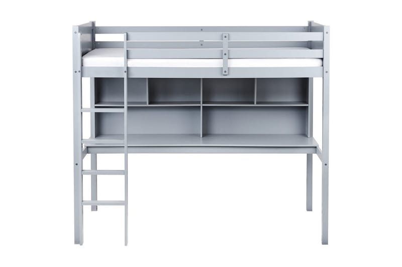 Højseng med skrivebord Foucamont - Grå - Møbler - Børnemøbler - Børneseng & juniorseng - Højseng børn