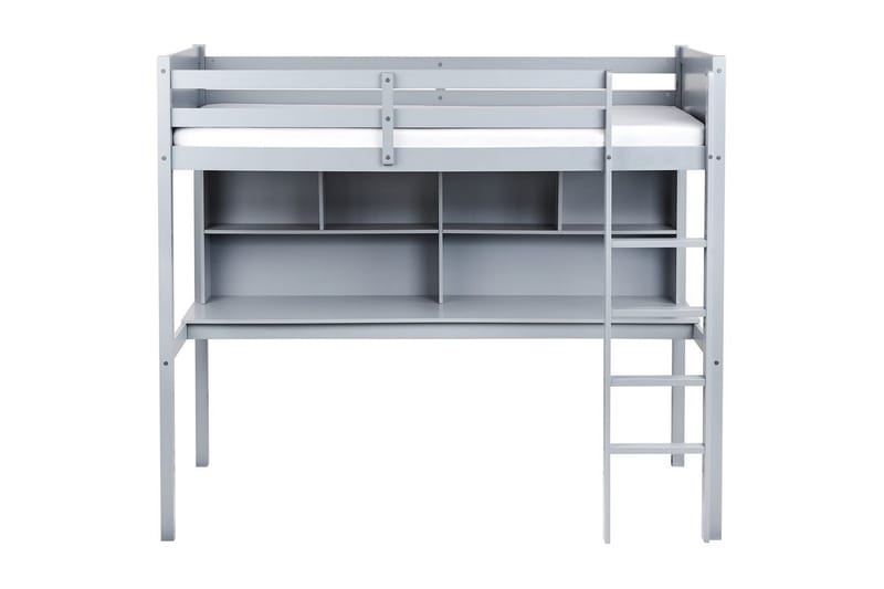 Højseng med skrivebord Foucamont - Grå - Møbler - Børnemøbler - Børneseng & juniorseng - Højseng børn