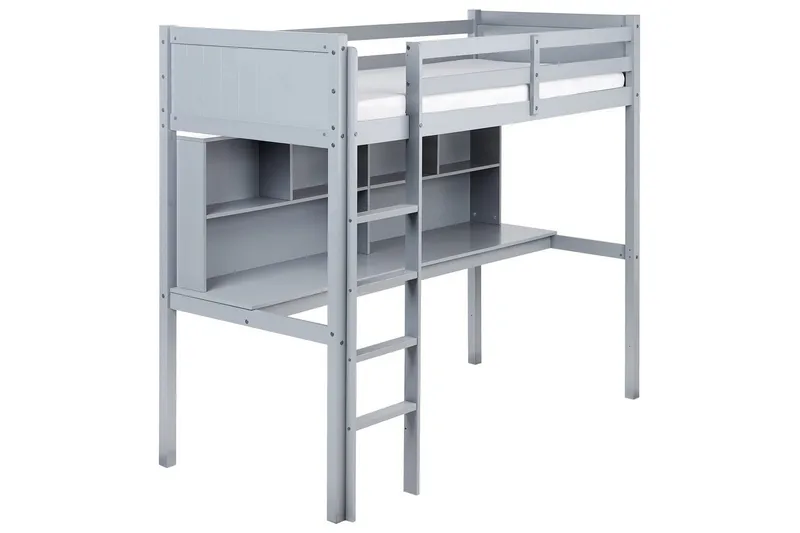 Højseng med skrivebord Foucamont, Grå