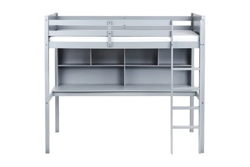 Højseng med skrivebord Foucamont - Grå - Møbler - Børnemøbler - Børneseng & juniorseng - Højseng børn