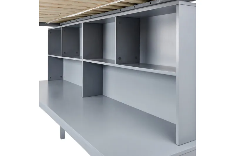 Højseng med skrivebord Foucamont - Grå - Møbler - Børnemøbler - Børneseng & juniorseng - Højseng børn