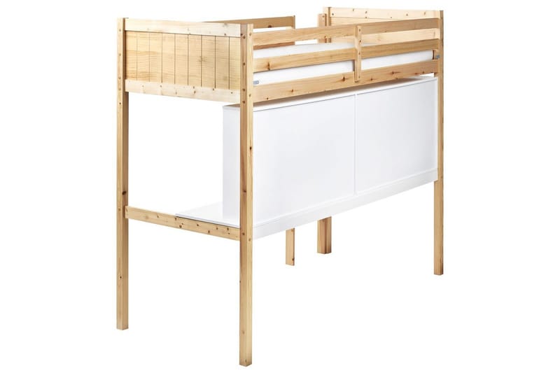 Højseng med skrivebord Foucamont - Lys træ, hvid - Møbler - Børnemøbler - Børneseng & juniorseng - Højseng børn