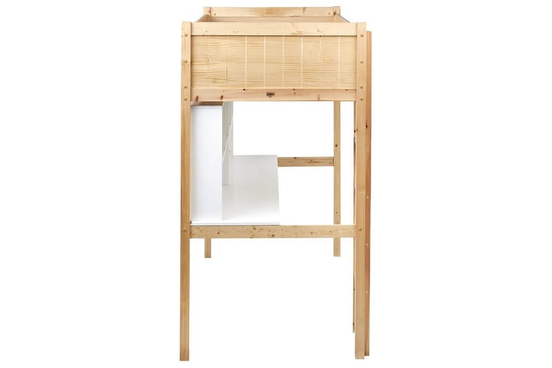 Højseng med skrivebord Foucamont - Lys træ, hvid - Møbler - Børnemøbler - Børneseng & juniorseng - Højseng børn