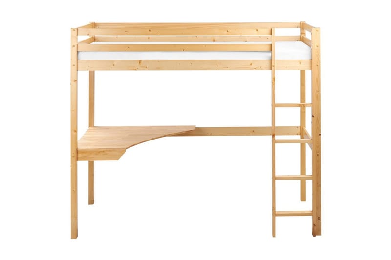 Højseng med skrivebord Loury - Lyst træ - Møbler - Børnemøbler - Børneseng & juniorseng - Højseng børn
