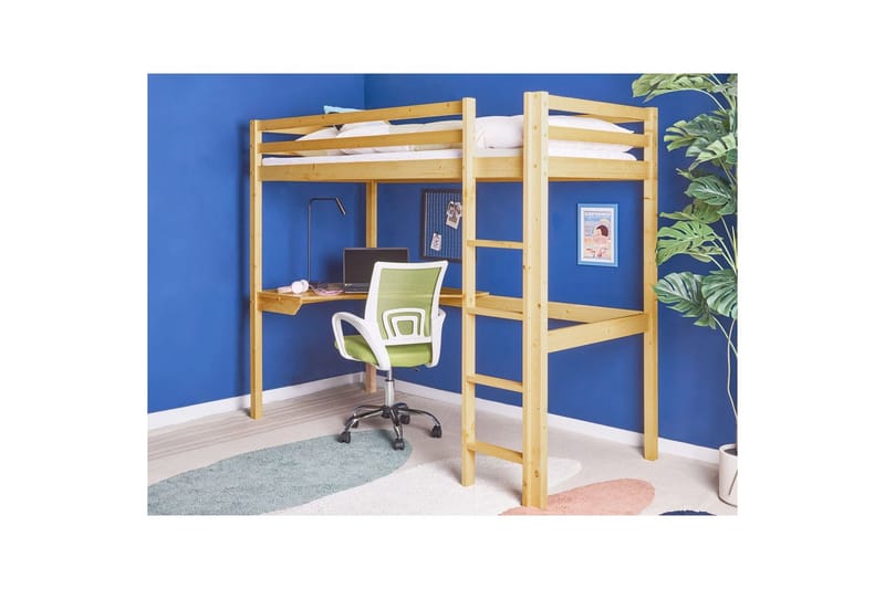 Højseng med skrivebord Loury - Lyst træ - Møbler - Børnemøbler - Børneseng & juniorseng - Højseng børn
