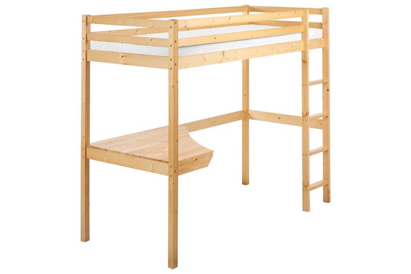 Højseng med skrivebord Loury - Lyst træ - Møbler - Børnemøbler - Børneseng & juniorseng - Højseng børn