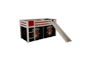 Halvhøj seng med forhæng og rutsjebane Pino Hvid, Pirat