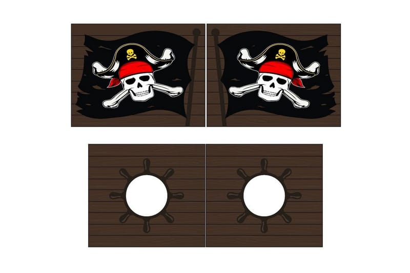 Halvhøj seng med forhæng og rutsjebane Pino Naturlig, Caribiske Pirater - Naturlig, Caribiske Pirater - Møbler - Børnemøbler - Børneseng & juniorseng - Husseng